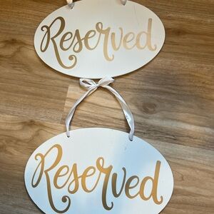 Hobby Lobby White and Gold Reserved Signs